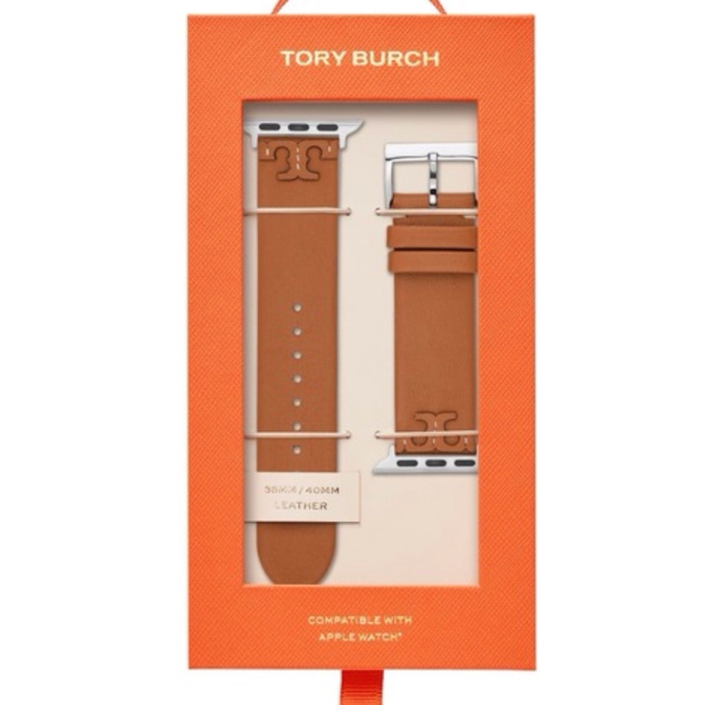 NWT Tory Burch McGraw Camello. Leather Band for Apple Watch 38mm/40mm